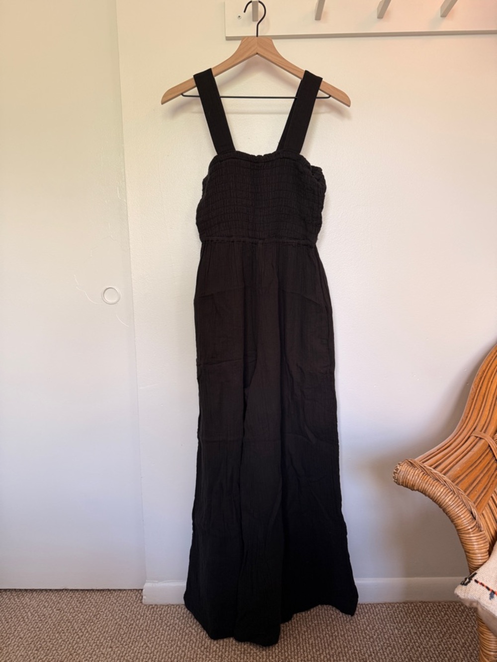Quince 100% Organic Cotton Gauze Smocked Wide Leg Jumpsuit